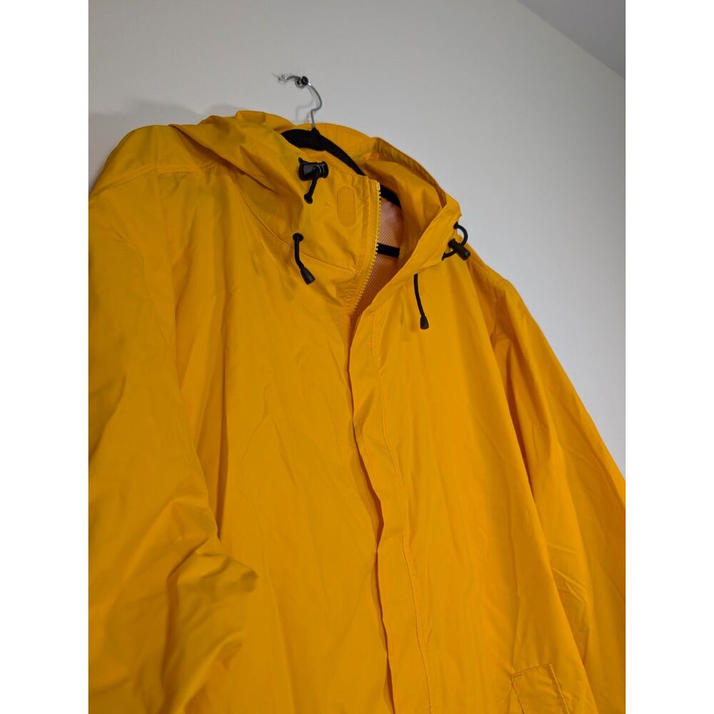 Lands' End Men's XL Yellow Rain Jacket Hooded Waterproof Windbreaker Utility - Picture 7 of 14